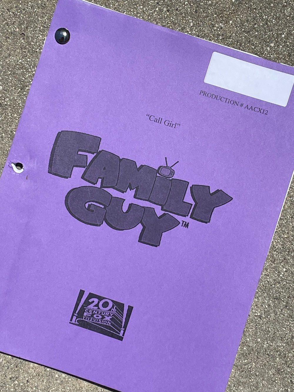 Family Guy 2012 Call Girl Production Used Table Draft Script Phone S*x Episode